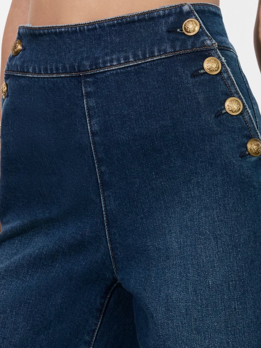 Alice + Olivia Narin High-Waist Wide-Leg Jeans with Gold Buttons - Picture 3 of 8